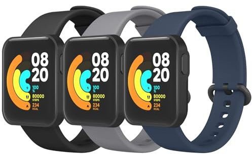 YLK 3 Pezzi Cinturino per Xiaomi Mi Watch Lite/Redmi Watch per Uomo e Donna, Cinturino in Silicone di Ricambio per Redmi Watch/Xiaomi Mi Watch Lite (Nero+Grigio+Blu scuro)