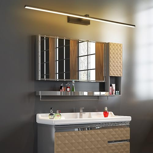 LED Spiegel Wandleuchte Bad 100cm Wandleuchte 18W Lumen Schwarz Wandbeleuchtung Innen Moderne Lange 3000K/6000K Wohnzimmer Korridor Treppen Kinderzimmer Schlafzimmer (Schwarz Warmes Licht,100cm)
