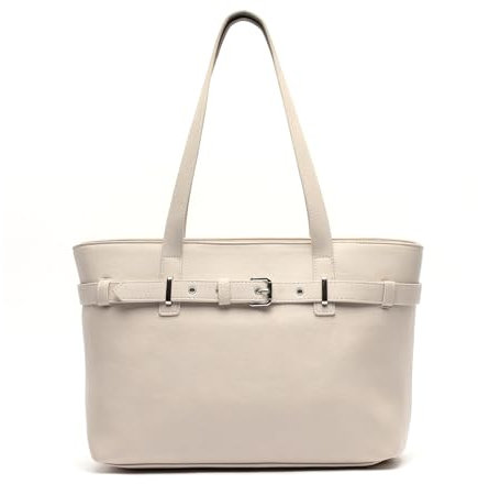 MISAKO Zivan bolso shopper con detalle frontal y bolsillo para portátil (13.3) Mujer - Zivan Beige 27x43x14 cm