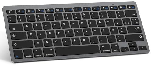 OMOTON Tastiera per iPad, tastiera Bluetooth per iPad Pro 13/11/12.9/ Pad 10.9/10.2/ Pad 9/8/7/6/5/ Air 5/4/3/Mini 6/5 e iPhone, tastiera AZERTY per iOS, grigio spaziale