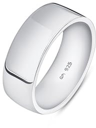 Amberta Massiver 925 Sterling Silber Ehering Mann | 5 6 8 mm Silber Poliert Daumenring Komfort Passform Bandring Herren: 8 mm - Größe 67