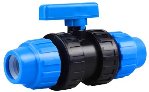 Wzzy Gurden 32mm PE Rohr Kugelhahn Kunststoff Klemmverbinder PP-Fitting 2 Wege Rohrkugelhahn für 32mm PE Rohr (Blau) Schlauch