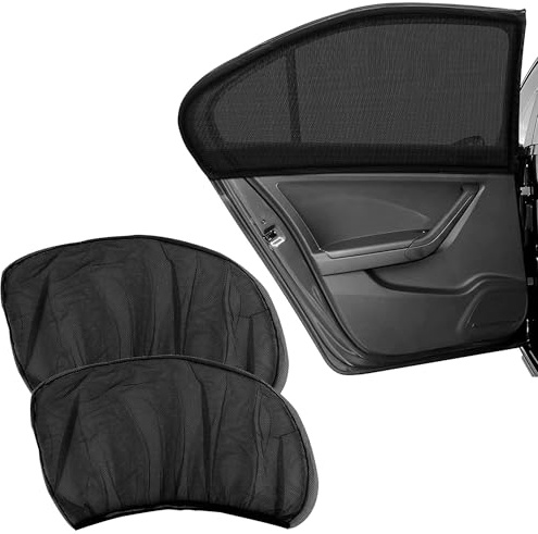 CHENNAN 2 Pezzi Tendine Parasole Auto Bambini， Rete per schermo per zanzare per auto, Schermi oscuranti per i finestrini laterali delle automobili, per il 98% Delle Auto (Nero, Finestrino posteriore)