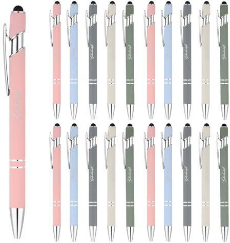Sploziia 20 Stück Glücksstift Kugelschreiber Schwarze Tinte Mehrere Farben | Kugelschreiber Mit Touchpen Glücksbringer Prüfung Erwachsene, Verwendbar Als Abschiedsgeschenk Kollegen Abschiedsgeschenke