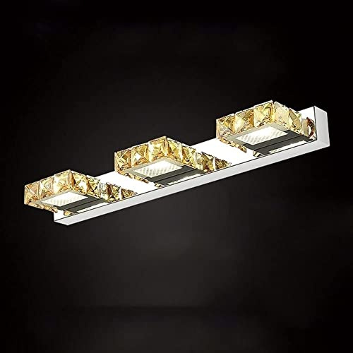 WQHPLMD Crystal Wall Sconce Bathroom Vanity Light Amber Rectangular LED Mirror Lamp for Makeup and Dressing Table