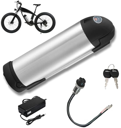 JHKJ 24V 15Ah Lithium-Akku für Trinkflaschen, 48V 10Ah Unterrohrakku, 36V 20Ah E-Bike-Akkus für 200W-800W-Motorkits mit Netzschalter und Ladegerät,48v15ah