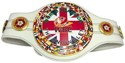 WBC White World Union Championship Replica Belt - Adjustable Adult Size Boxing Title Belt - Premium Synthetic Leather - Collector Display Piece