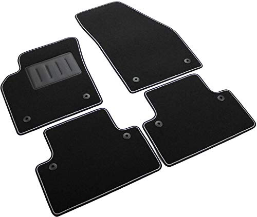 Das Teppich Auto, sprint04801, FuÃŸmatten Teppiche Schwarz rutschfest, verstärkter Rand, zweifarbig, Absatzschoner aus Gummi, S40 II 2004 > V50 2004 > C30 2006 >.