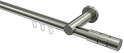 Interdeco Edelstahl Optik Innenlauf Gardinenstange 20 mm Ø Platon Elanto, 280 cm