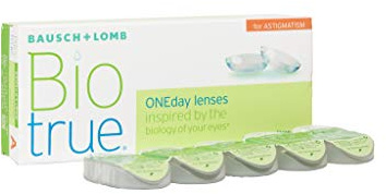 Bausch + Lomb Biotrue ONEday for Astigmatism Tageslinsen, torische Kontaktlinsen, weich, 30 Stück BC 8.4 mm / DIA 14.5 / CYL -0.75 / Achse 180 / -2.75 Dioptrien