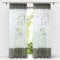 HongYa 1 Stück Bestickte Gardine Transparenter Voile Vorhang Fensterschal mit Kräuselband H/B 260/140 cm Grau