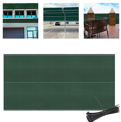 AufuN Zaunblende Schattiernetz 120 cm Tennisblende Sichtschutz aus HDPE 150 g/m², Zaun Windschutz Sonnenschutz Gewebe mit Kabelbinder für Sportplatz, Garten, Balkon (1,2 x 10 m, Dunkelgrün)