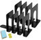 Qualsen Serre Livre Original Cale Livre Etagere Metal Presse Livre Noir Serre Livres 4 Paires Serre-Livre Bloc Livre pour Étagère Bureau Maison École Dortoir 17 x 12 x 15 cm