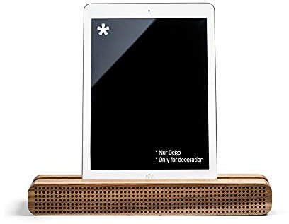 Coolinato Soundbar, supporto per smartphone e tablet con amplificatore integrato, altoparlante per audio, ecologico, in legno, 30x4x9 cm