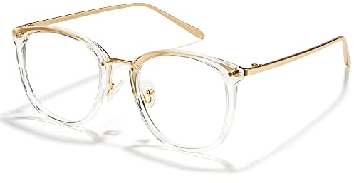 Cyxus Blaulichtfilter Brille Damen mit Katzenauge, Rund Mode Vintage Brille Ohne Stärke, Anti Schädliches Blaulicht UV400 von Handy, Computer, PC