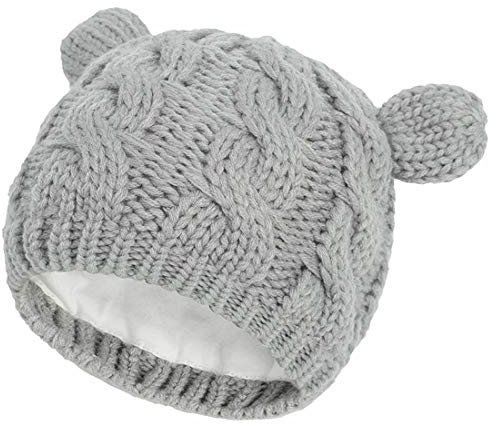 Yixda Neugeborene Baby Mütze Kleinkind Winter Strickmütze Hüte (Grau 1, 0-3 Monate)