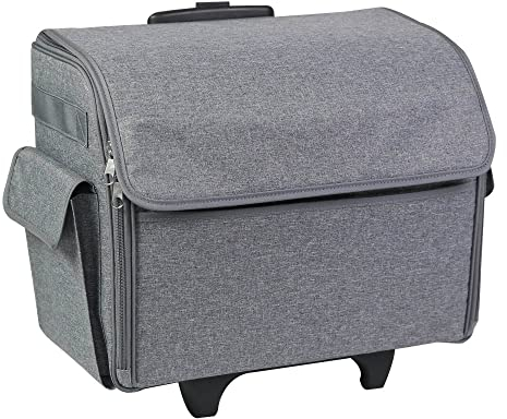 Everything Mary Nähmaschinen-Trolley auf Rollen, grau – Nähmaschinen-Aufbewahrungskoffer für Brother, Singer, Bernina und die meisten Maschinen – EVM12857-1