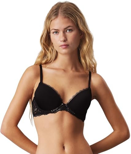 Calvin Klein Sujetador de Media Copa Mujer Lift Elástico, Negro (Black), 75D