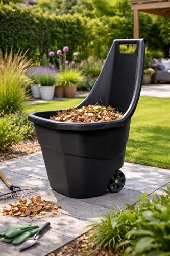 55Liter Schubkarre Gartenkarre Laubwagen Gartenwagen Gartenkarre Gartentrolley Handwagen Schwarz