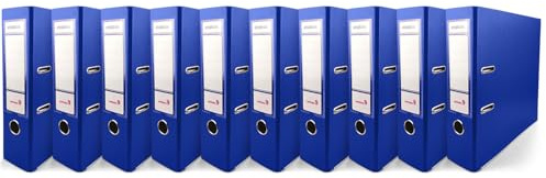 Netuno 10x Ringmappe DIN A4 breit Blau 8cm Kunststoff PP | Ringbuch Büroordner 2-Ring-Mechanik für A4-Dokumente Büro Studium Homeoffice Ordnungssystem Aktenaufbewahrung Registratur