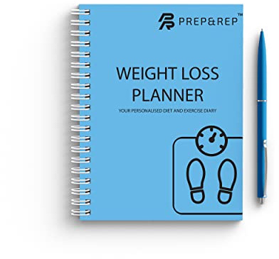 Prep and Rep Weight Loss Planner | 6 Month Personalised Food and Exercise Diary | Wellness Journal Food Diary | A5 Weekly Meal Planner Pad | Track Your Weight Loss Progress