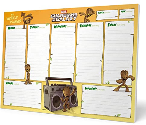 Grupo Erik Wochenplaner Block A4 Kalender Planer Marvel Groot - Tischplaner - Tischkalender ohne Datum - Schreibtischunterlage Papier, Groot, 0