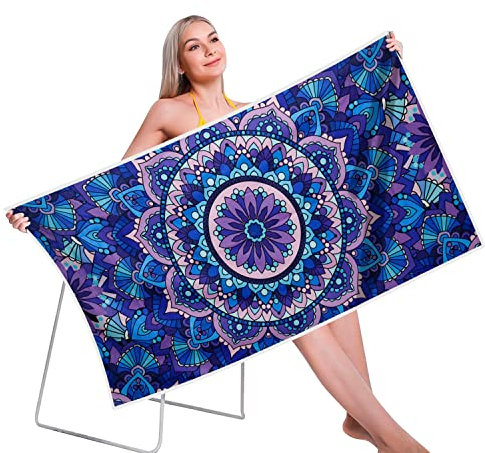 MYLERCT Mandala Strandhandtuch, 75 x 150 cm Strandtuch Mikrofaser, Beach Towel Saugfähig Schnell Trocknend, Geeignet für Badezimmer, Schwimmbad, Strand