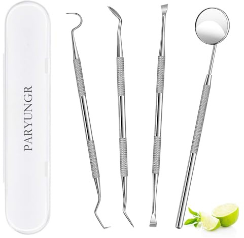 PARYUNGR Dental Tools, Professional Teeth Cleaning Oral Care Hygiene Kit, Stainless Steel Dental Pick Tooth Scraper Tartar Plaque Remover for Dentist, Personal, Pet Use with Storage Box