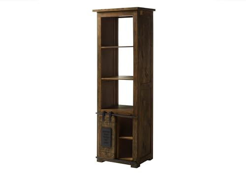 Bücherregal Mango braun lackiert RAILWAY #404 | 60x45x180 cm (BxTxH) 44 kg Industrial montiert vollmassiv