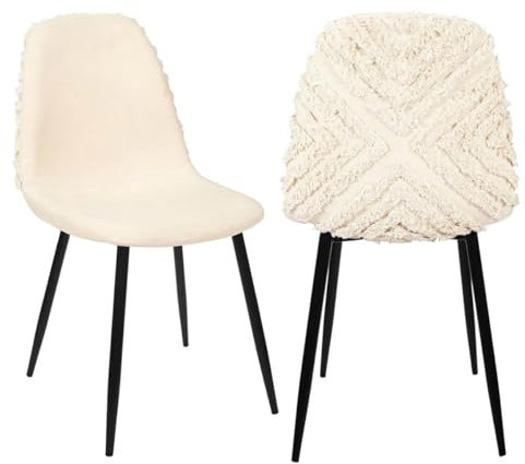 AltoBuy WAP - Lot de 2 Chaises Blanches à Motifs Pieds Noirs
