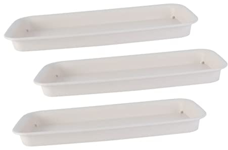 Gogogmee 3Pcs Rectangular Plastic Drip Trays for Plants 12X4 Inch Flower Pot Saucers Waterproof Bottom Tray for Indoor Outdoor Garden Balcony Windowsill
