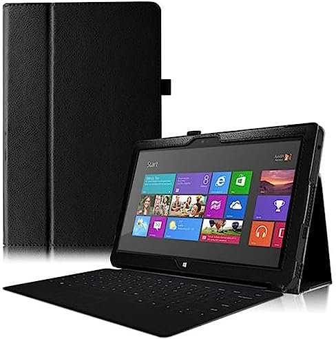 ZZOUGYY Tablet Cover for Microsoft Surface RT/Surface 2 10.6 inch, Ultra Slim Folio Stand Lightweight Leather Case for Surface RT 1516 Surface2 1572 10.6 Windows RT (Black)