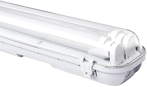Daromigo LED Feuchtraumleuchte Wannenleuchte 120cm, 2 x 18w 3600LM Kaltweiß 6500K Doppelt T8 LED Röhre, IP65 Wasserfest Feuchtraumlampe Werkstattlampe für Garage, Keller, Büro (1 Stück)