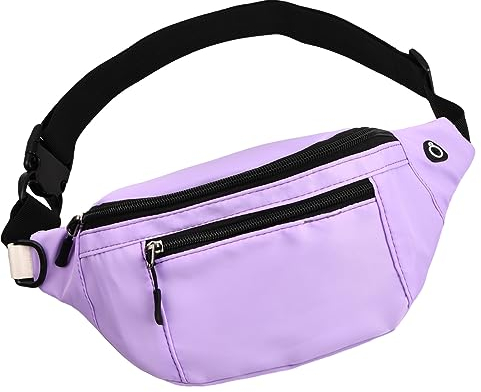 Pinsheng Gürteltasche für Damen Herren Wasserdicht Bauchtasche mit Kopfhöreranschluss und 3 Reißverschlusstaschen, Verstellbarer Gürtel für Radfahren Laufen Joggen Outdoor Workout (Lila)
