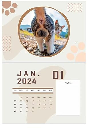 FUZYXIH Wandkalender 2024 Lustige Katzen Bringen In Ihre Tage Mit Dem Katzen Hintern Kalender Für Zuhause Büro Und Schule Familienplaner