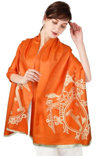 EXTREE Damen Kaschmir-Schal, Groß, Dick, Winddicht, Abm-Orange, M