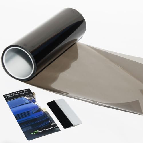 VT Supplies 30 x 200cm Medium Smoke Tint Film For Headlights Tail light Car + Squeegee Tool