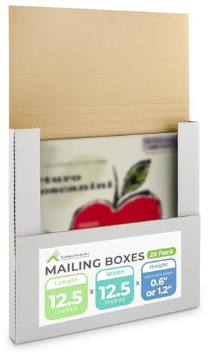 Golden State Art, Box Mailers Vinyl Record Shipping Boxes -12.5x12.5x1 Durable, Convenient Cardboard White Mailing Boxes for Packaging, Moving, Storage (Pack of 25)