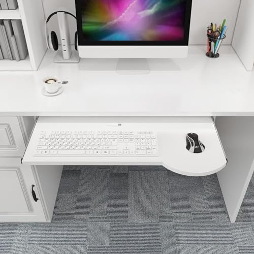 GAMAK Support Clavier Coulissant Sous Bureau Ergonomique Pour Ordinateur, Souris Et Tablette - Blanc, 70cm