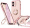 XYZ für iPhone 12 Mini Hülle mit Band, Herz Doppelring Ständer HandyHülle Handykette Frauen Mädchen Dünn Stoßfeste Anti-Kratzt SchutzHülle für iPhone 12 Mini Case, Rosa