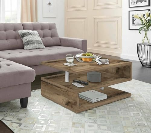 Dmora - Couchtisch Goffredo, Wohnzimmer-Couchtisch, niedriges Aufbewahrungselement, Couchtisch, 90x55x41 cm, Ahorn