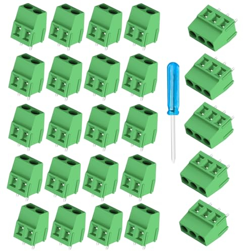 25 Stück Terminal Block 5 Mm 2 Pin / 3 Pin PCB Mount Screw Terminal Block Screw Terminal Connector Mit Schraubendreher Platinen Schraubklemme Steckverbinder Lüsterklemmen Schraubbar
