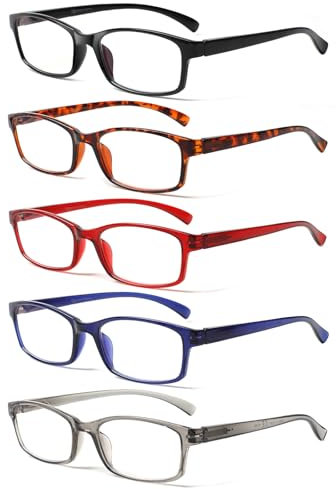 Reading Glasses 5 Pack Fashion Spring Hinge Readers Men & Women Comfortable Glasses for Reading (2.5, Multicolour)