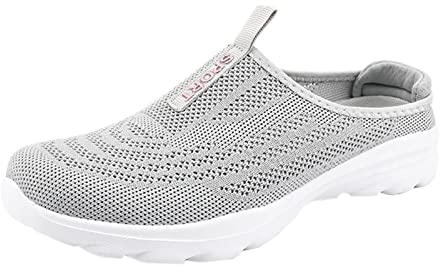 Damen-Sneaker, modisch, Netzstoff, atmungsaktiv, flache Unterseite, rutschfest, Freizeitschuhe, absorbierend, Sportschuhe, Schuhe für alle Jahreszeiten, Sneaker, Skates für Damen, grau, 5.5 UK