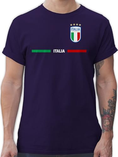 T-Shirt Herren - Fußball EM WM - Italien Trikot Wappen | Italia mit Stolz | Italienisches Fan-Motiv - L - Lila - Italien. fussballtrikot Fussball Shirt männer Europameisterschaft Italy Tshirt 2024