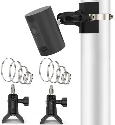 Camera Mount for Ring Stick Up Cam, Pole Mounting Bracket Wall Mount for Ring Spotlight Cam Plus/Pro/Solar Panel/Pan Tilt, Accessories for Ring Outdoor Indoor Camera, Pack of 2, Black