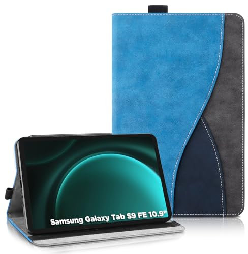 AsWant Étui Coque pour Samsung Galaxy Tab S10 FE / S9 FE / S9 2023 11 Pouces - Étui Housse de Protection Cuir PU avec Fonction Support/Portefeuille Coque Tablette Galaxy Tab S9 FE (Bleu)