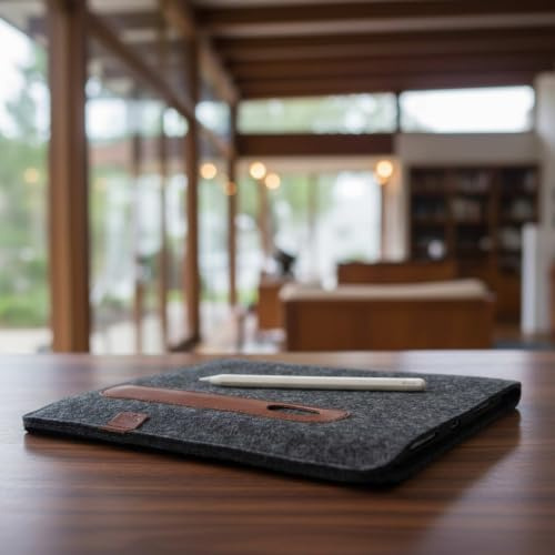 Pack & Smooch Suffolk Hülle kompatibel mit iPad Pro/Air 13 aus Wollfilz | 100 % Merino-Wollfilz | Handmade in Germany | Farbe Dunkelgrau/Hellbraun
