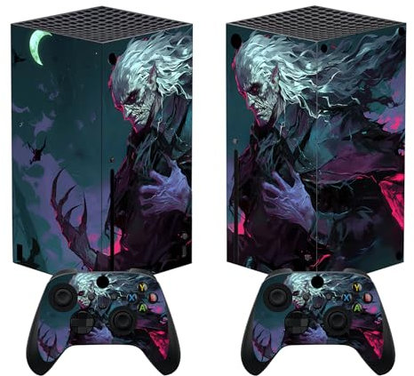 PlayVital Skin für Xbox Series X, Aufkleber Stickers Vinyl-Skins Schutzfolie Design Folie Zubehör für Xbox Series X Konsole Controller-Mondschein-Horror