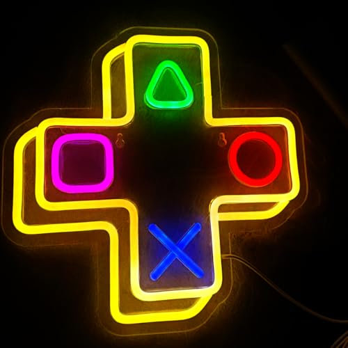 STHomedeco Game Neon lampe - Alimenté par USB Enseigne Lumineuse Decor Gaming Cool Néon pour Chambre Salle de Jeux Bar Enfants Cadeau Décoration de Fête (Icône De Jeu)